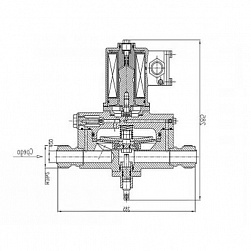 Титановый запорный проходной штуцерный клапан с электромагнитным и ручным приводом