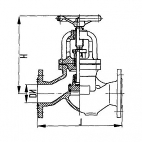 Купить фланцевый проxодной судовой запорный клапан для аммиака с ручным управлением 521-35.281 175 мм в Екатеринбурге