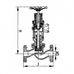 Фланцевый проходной быстрозапорный судовой клапан с тросиковым приводом с ручным управлением